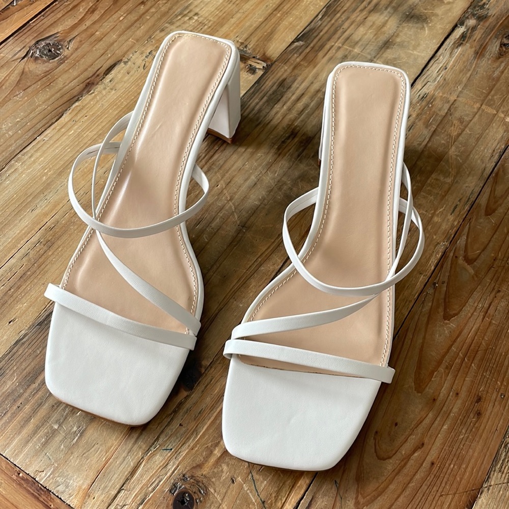 Off white strappy heels. Size 9.